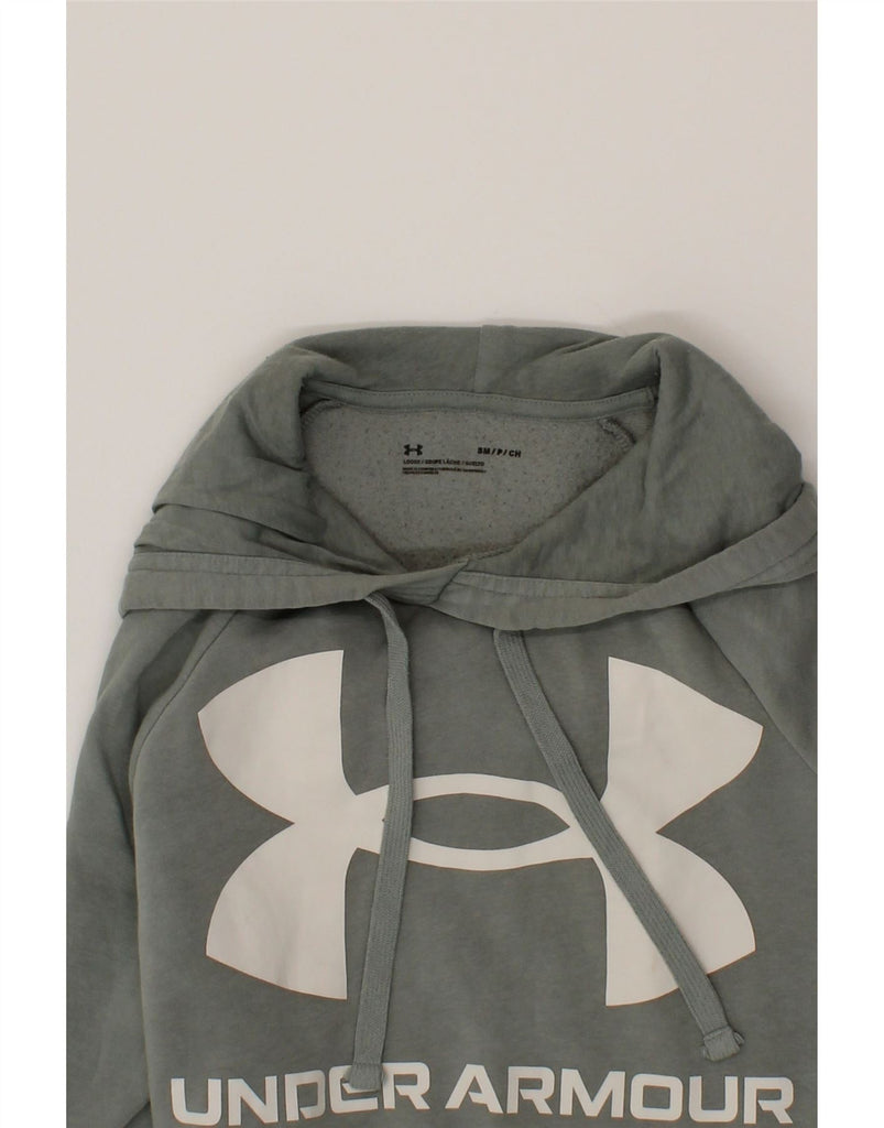 UNDER ARMOUR Mens Graphic Hoodie Jumper Small Grey Cotton Vintage Under Armour and Second-Hand Under Armour from Messina Hembry 
