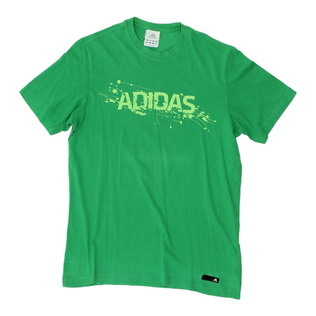 Adidas Spell Out Paint Splatter Mens Green Tshirt | Sportswear Street Wear VTG | Vintage Messina Hembry | Thrift | Second-Hand Messina Hembry | Used Clothing | Messina Hembry 