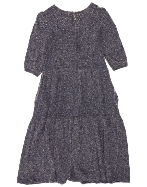White Stuff Womens 3/4 Sleeve Tiered Dress UK 10 Small Navy Blue Flecked