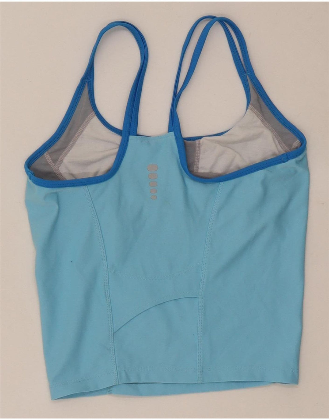 Nike Womens Dri Fit Crop Vest Top US 4/6 Small Blue Colourblock Polyester