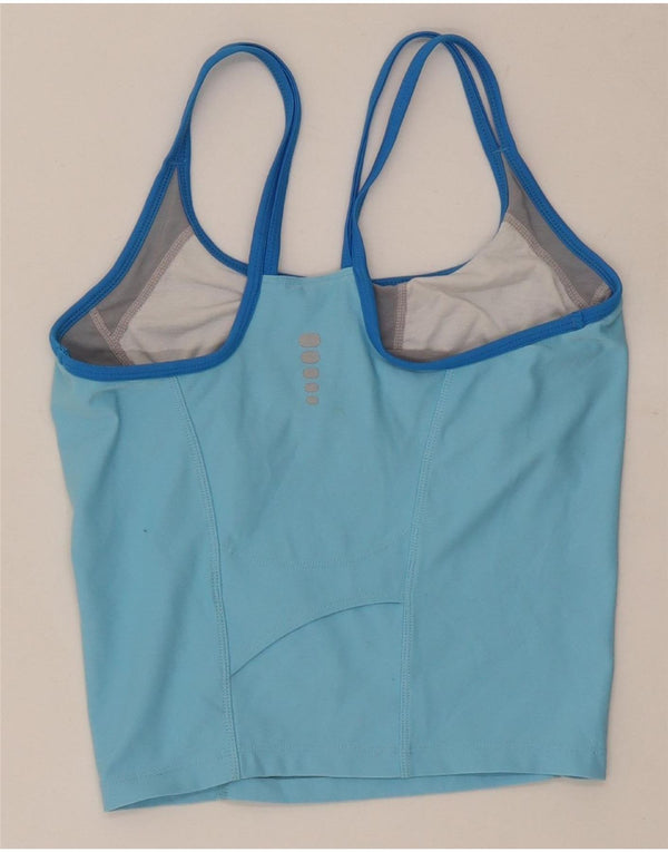 Nike Womens Dri Fit Crop Vest Top US 4/6 Small Blue Colourblock Polyester