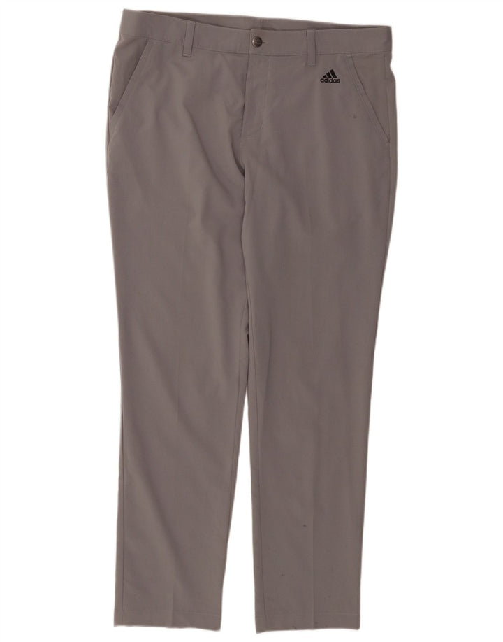 ADIDAS Mens Slim Chino Trousers W34 L30 Grey Cotton
