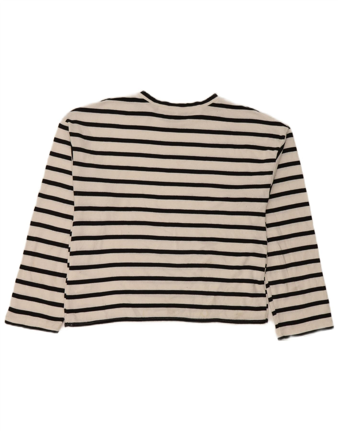 Zara Womens Top Long Sleeve UK 14 Medium White Striped Viscose