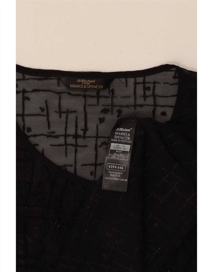 Marks & Spencer Womens St. Michael Cardigan Top UK 14 Large Black Check