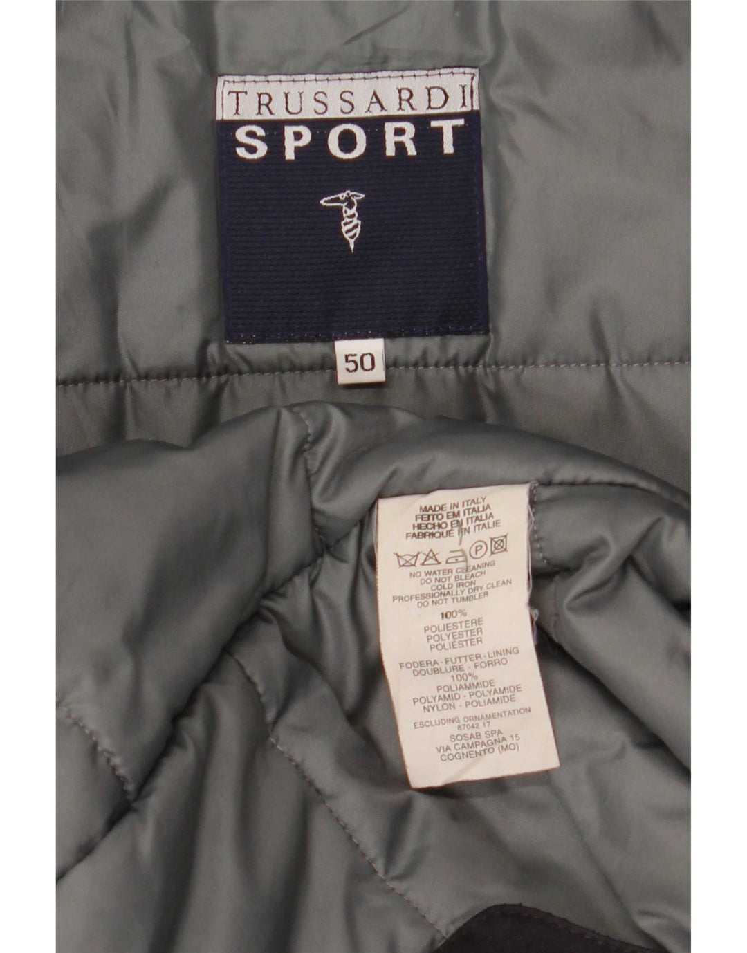 Trussardi Mens Windbreaker Coat IT 50 Large Black Polyester