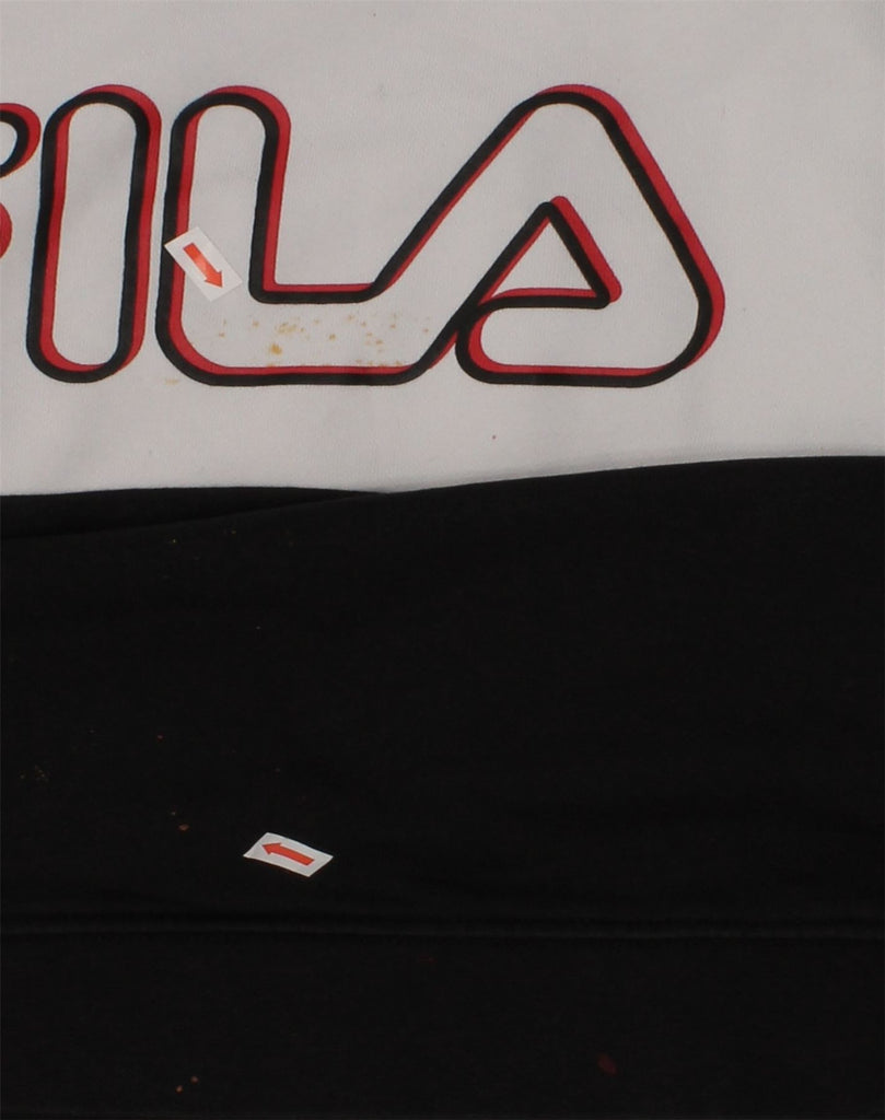 FILA Boys Graphic Sweatshirt Jumper 15-16 Years Black Colourblock Cotton | Vintage Fila | Thrift | Second-Hand Fila | Used Clothing | Messina Hembry 