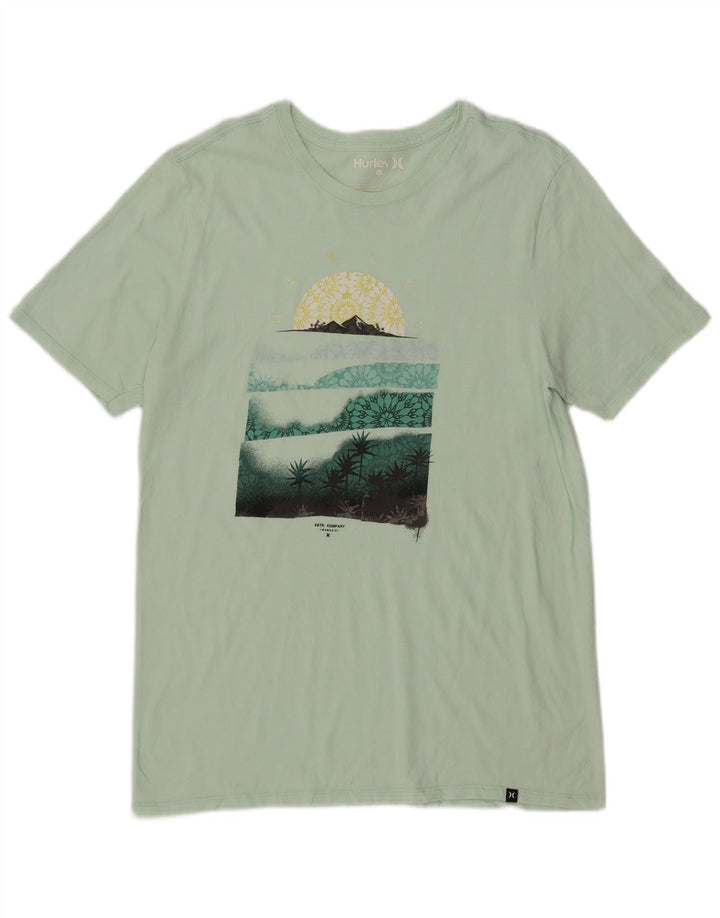 Hurley Mens Graphic T-Shirt Top Large Green Cotton