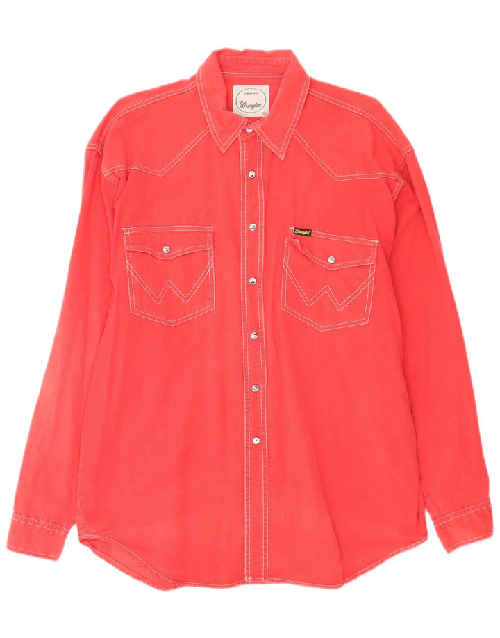 Wrangler Mens Denim Shirt XL Red Cotton