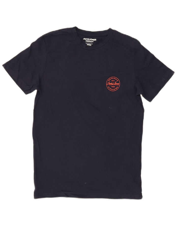 Jack & Jones Mens Regular Fit T-Shirt Top Small Navy Blue Cotton