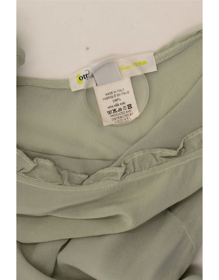 Ottod'Ame Womens 3/4 Sleeve Blouse Top UK 10 Small Green Silk