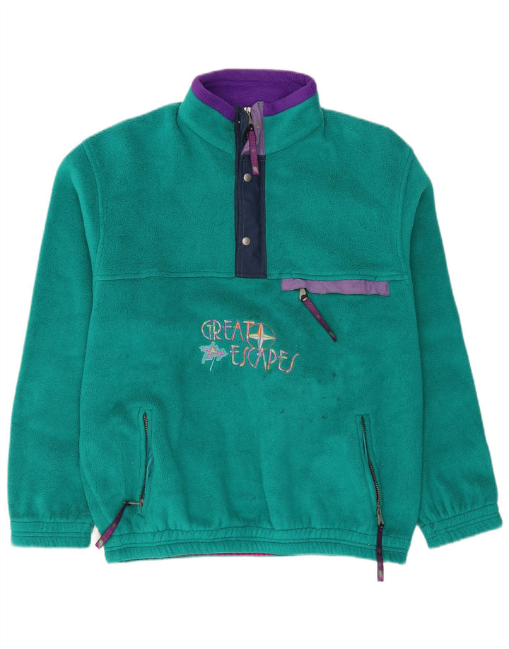 Great Escapes Mens Loose Fit Graphic Fleece Jumper Medium Turquoise