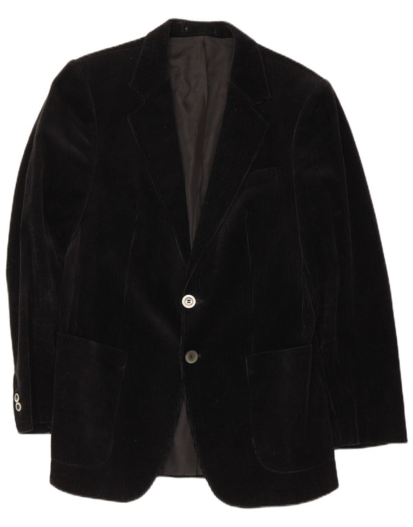 Niedieck Mens 2 Button Corduroy Blazer Jacket UK 36 Small Black Cotton