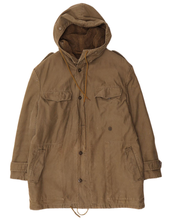 Vintage Mens Hooded Parka Jacket UK 40 Large Khaki