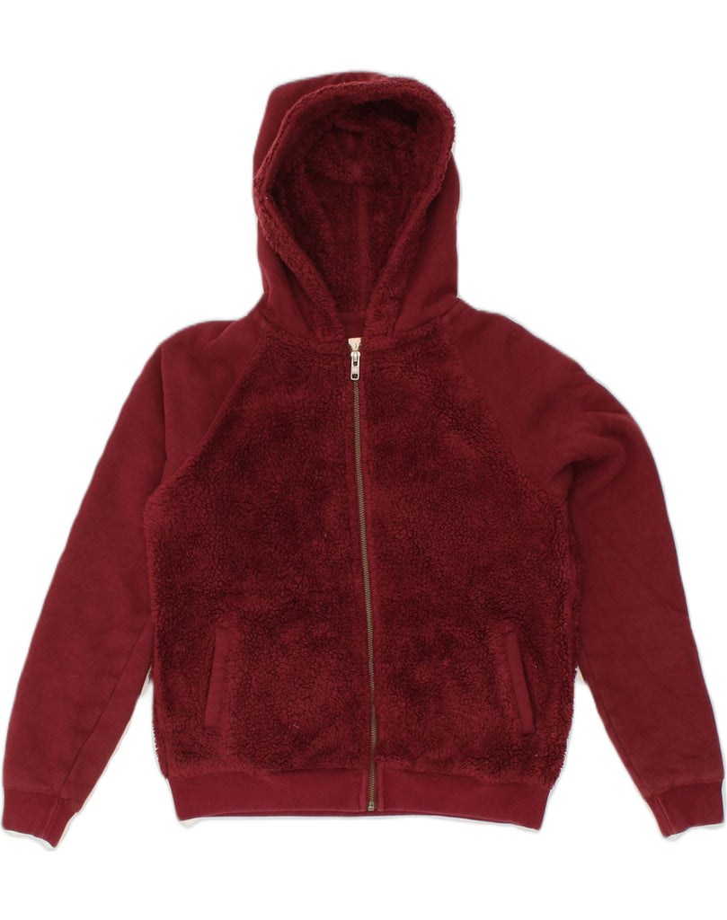 JACK WILLS Womens Fleece Zip Hoodie Sweater UK 10 Small Burgundy Polyester | Vintage Jack Wills | Thrift | Second-Hand Jack Wills | Used Clothing | Messina Hembry 