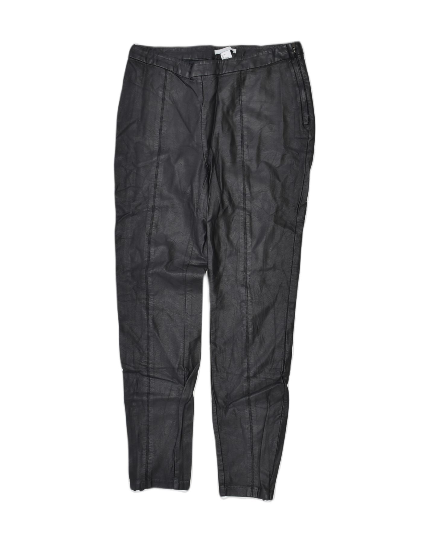 H&M Womens Faux Leather Leggings US 6 Medium W28 L26 Black Viscose, Vintage & Second-Hand Clothing Online