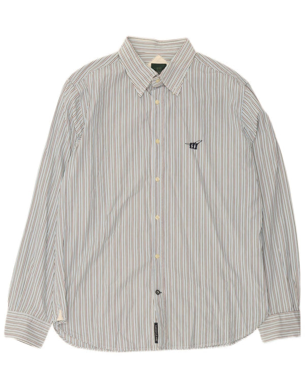 Henry Cottons Mens Shirt Size 42 Large Blue Pinstripe Cotton