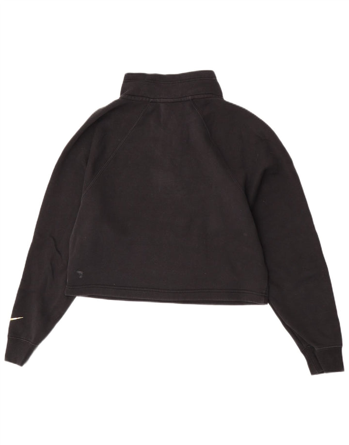 Nike Womens Oversized Graphic Zip Neck Sweatshirt Jumper UK 10 Small Black