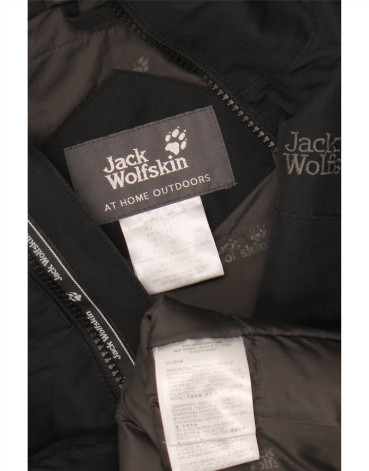 Jack Wolfskin Womens Hooded Windbreaker Jacket UK 16 Large Black Polyester