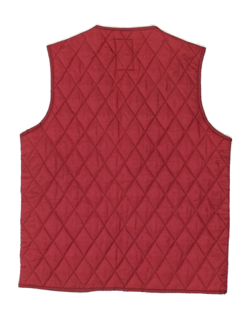 VINTAGE Mens Quilted Gilet UK 38 Medium Red Polyester | Vintage Vintage | Thrift | Second-Hand Vintage | Used Clothing | Messina Hembry 