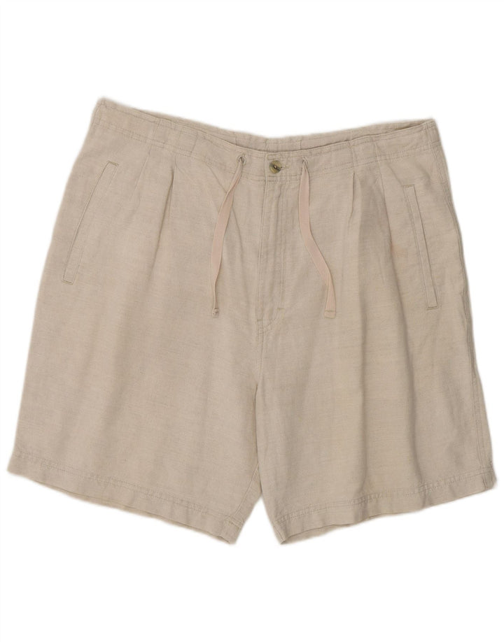 Marks & Spencer Womens Pegged Chino Shorts Medium W34  Beige Linen