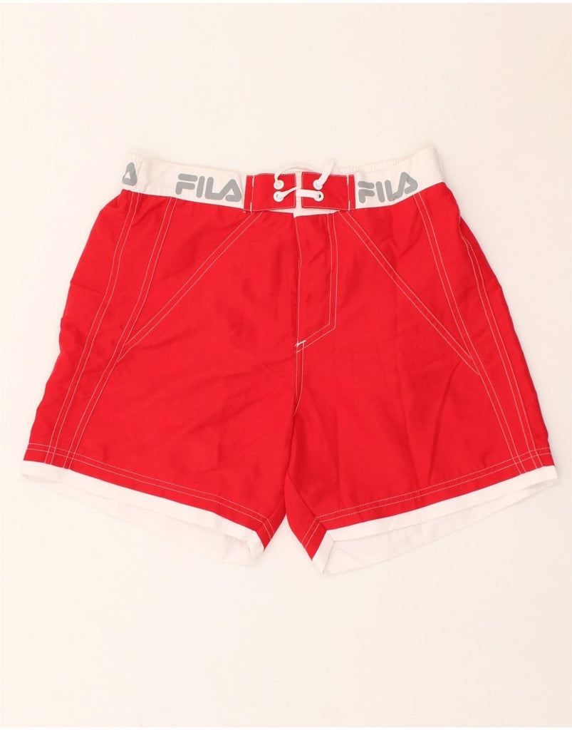 FILA Mens Graphic Swimming Shorts Small Red Polyester | Vintage Fila | Thrift | Second-Hand Fila | Used Clothing | Messina Hembry 