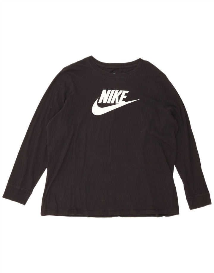 Nike Womens Graphic Top Long Sleeve UK 20 2XL Black Cotton