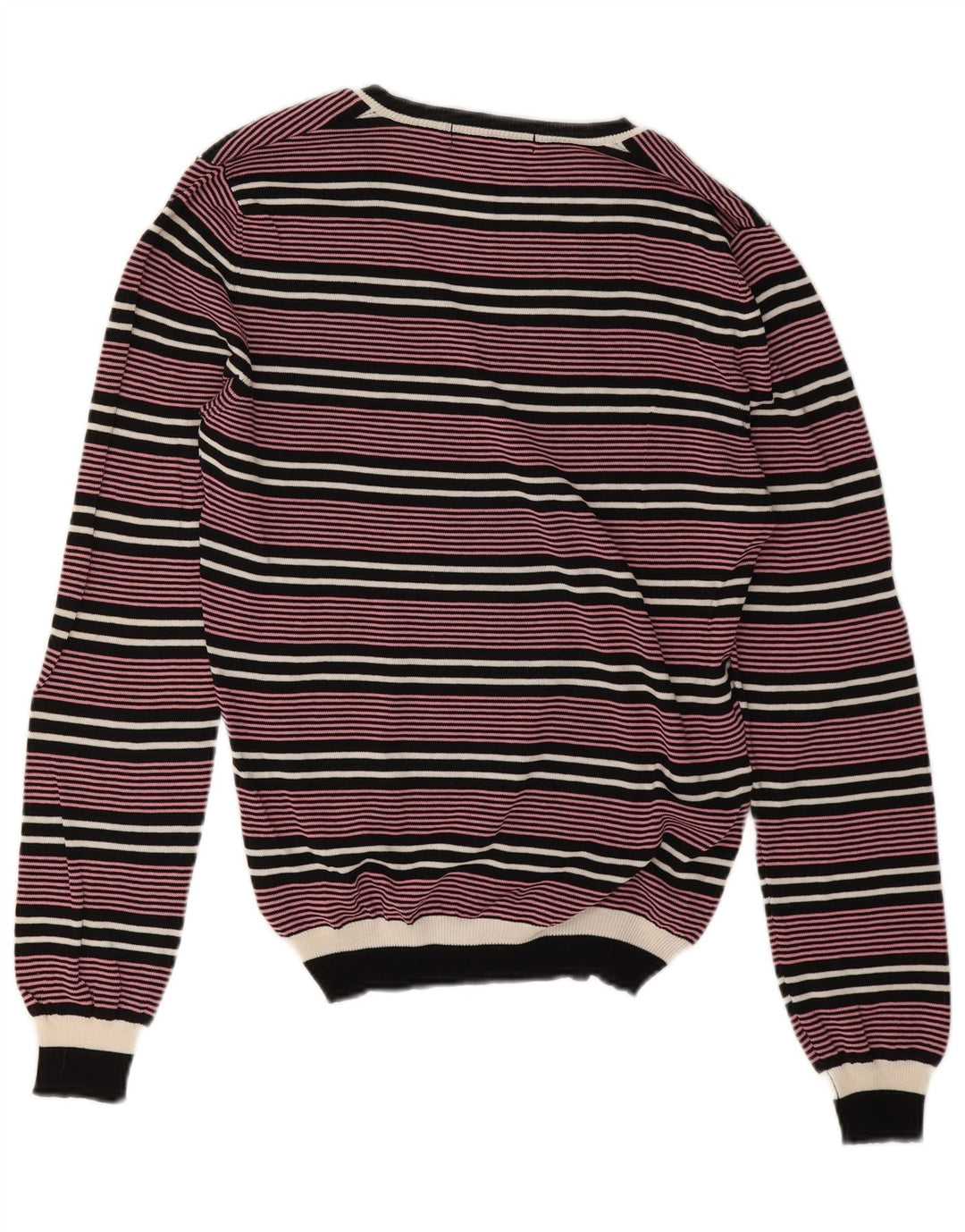 Iceberg Mens V-Neck Jumper Sweater Small Pink Striped Cotton
