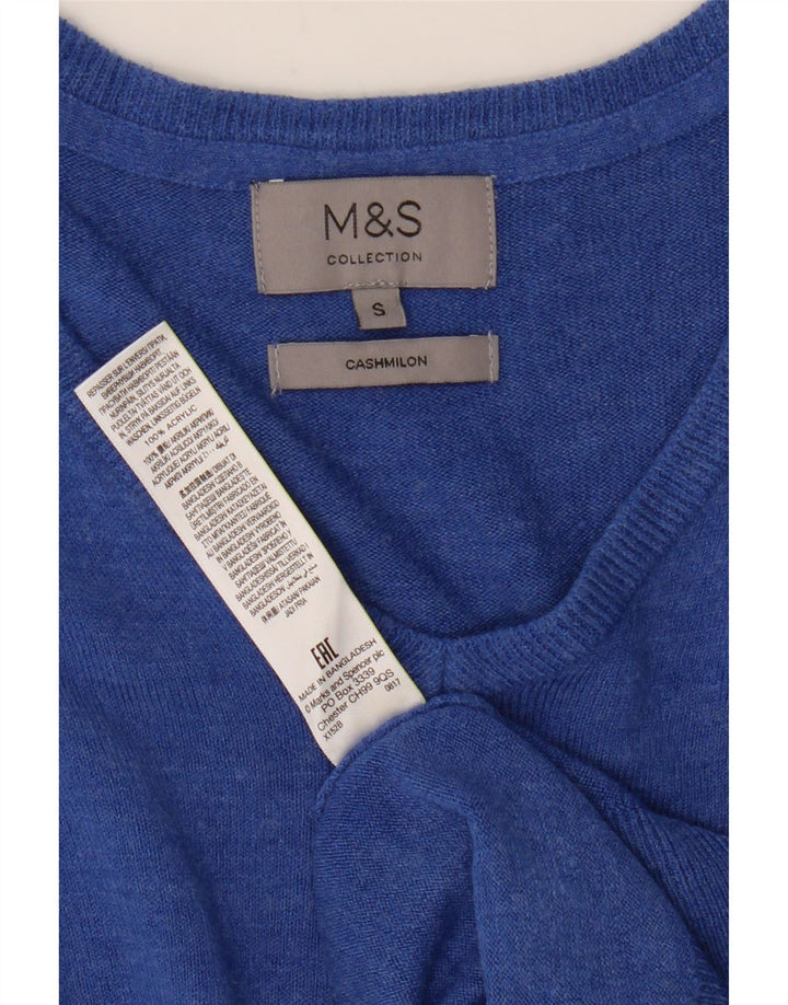 Marks & Spencer Womens V-Neck Jumper Sweater UK 10 Small Blue Acrylic