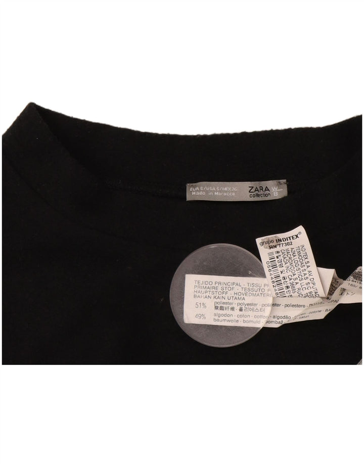 Zara Womens Oversized Graphic Top Long Sleeve UK 10 Small Grey Polyester