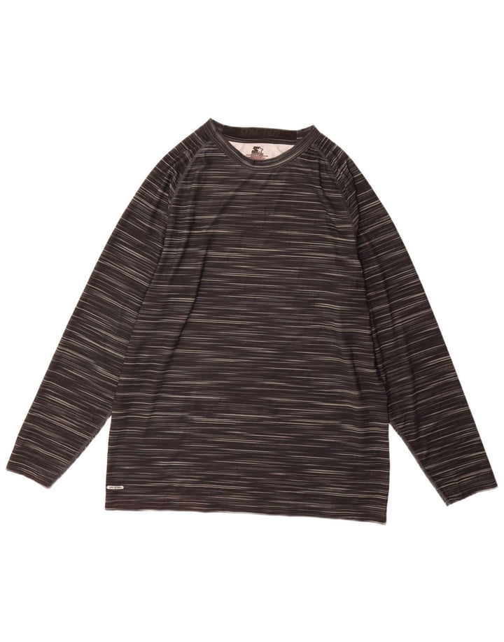 Starter Mens Top Long Sleeve UK 46/48 XL Black Pinstripe Polyester