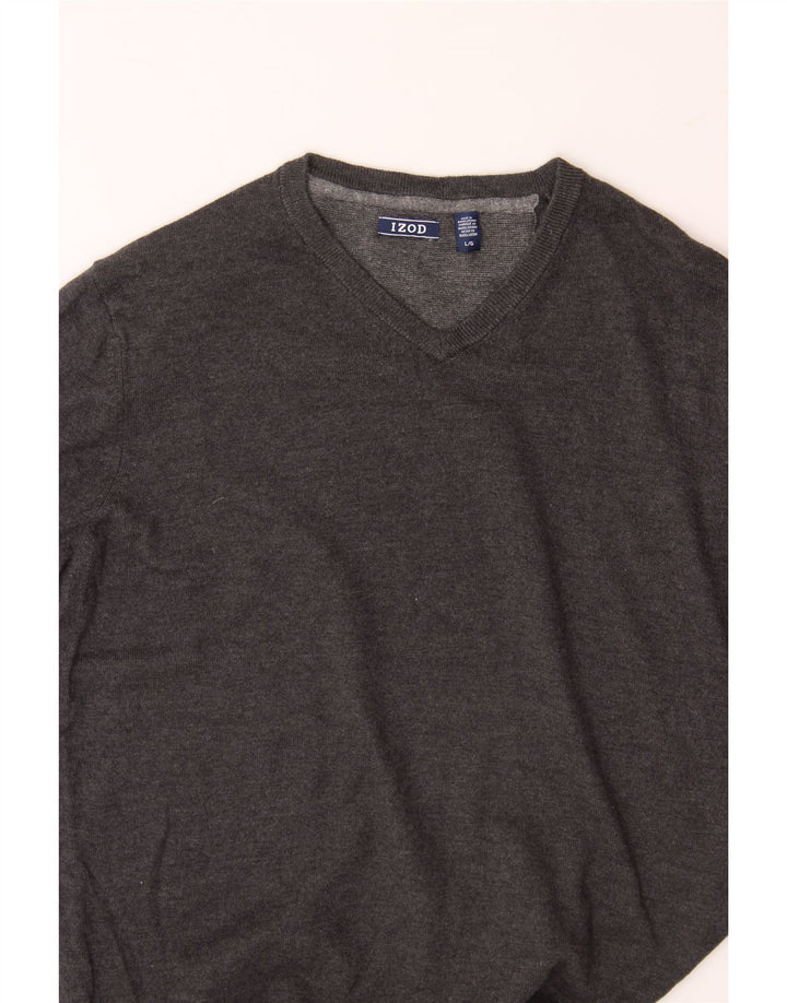 IZOD Mens V-Neck Jumper Sweater Large Grey Vintage Izod and Second-Hand Izod from Messina Hembry 