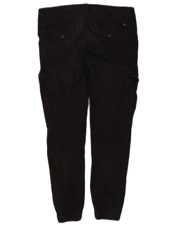 Jack & Jones Mens Joggers Cargo Trousers W34 L29 Black Cotton