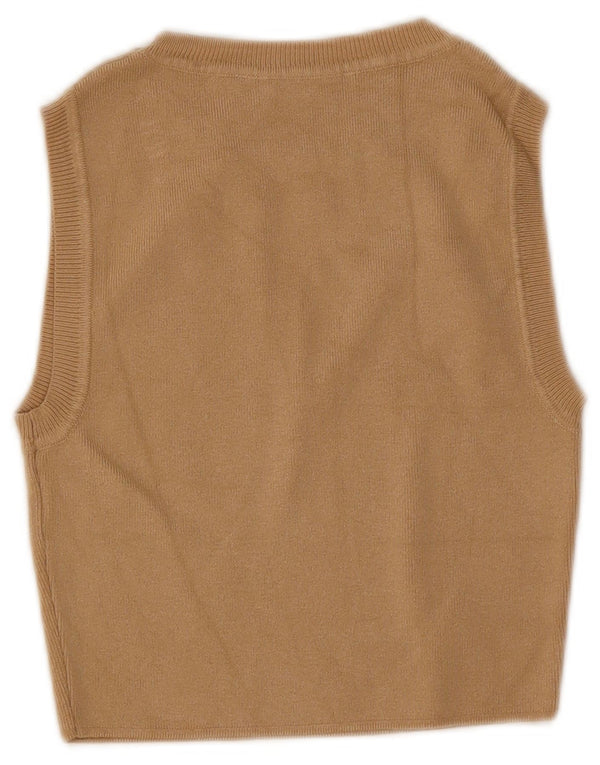 Zara Womens Crop Vest Top UK 8 Small Brown Viscose