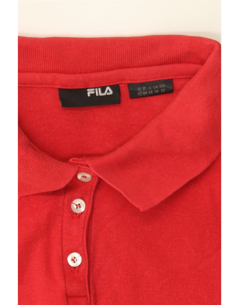FILA Womens Polo Shirt UK 16 Large  Red Cotton Vintage Fila and Second-Hand Fila from Messina Hembry 