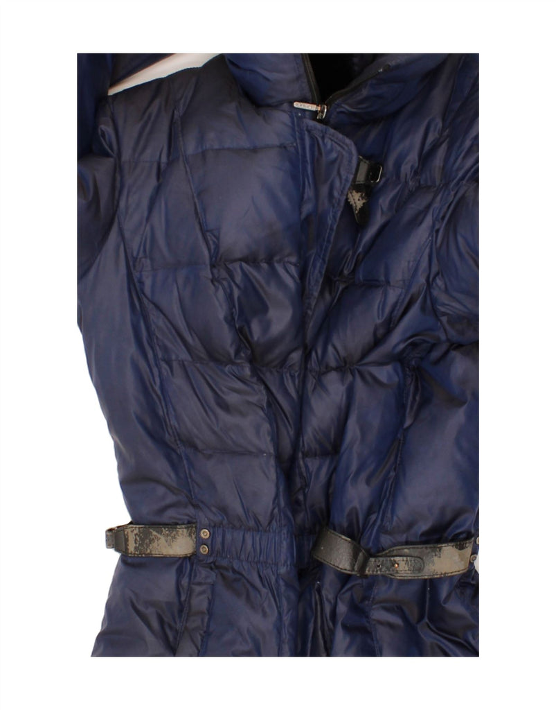 GEOX RESPIRA Womens Hooded Padded Jacket UK 12 Medium Navy Blue Polyester Vintage Geox Respira and Second-Hand Geox Respira from Messina Hembry 