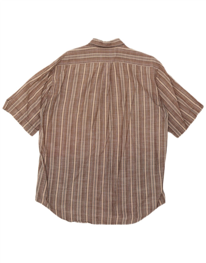 Marlboro Classics Mens Short Sleeve Shirt XL Brown Check Cotton