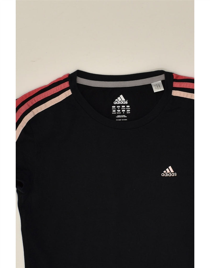 ADIDAS Womens T-Shirt Top UK 4/6 XS Black Cotton | Vintage Adidas | Thrift | Second-Hand Adidas | Used Clothing | Messina Hembry 