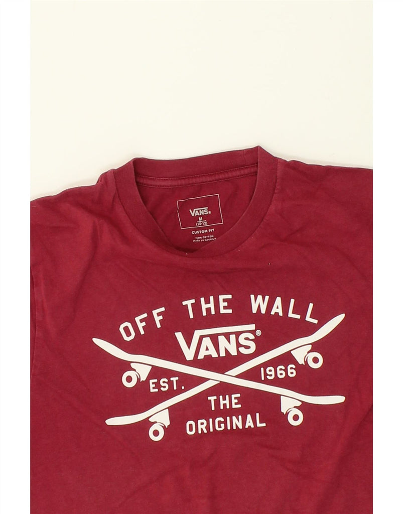 VANS Boys Custom Fit Graphic T-Shirt Top 10-11 Years Medium Maroon Vintage Vans and Second-Hand Vans from Messina Hembry 