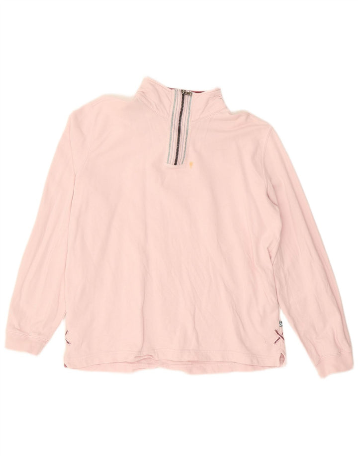 WHITE STUFF Womens Graphic Zip Neck Sweatshirt Jumper UK 12 Medium Pink