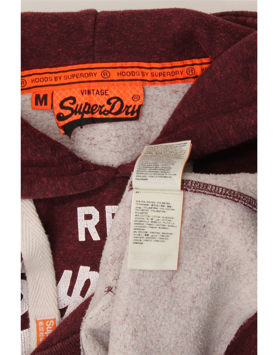 Superdry Womens Graphic Hoodie Jumper UK 14 Medium Burgundy Polyester