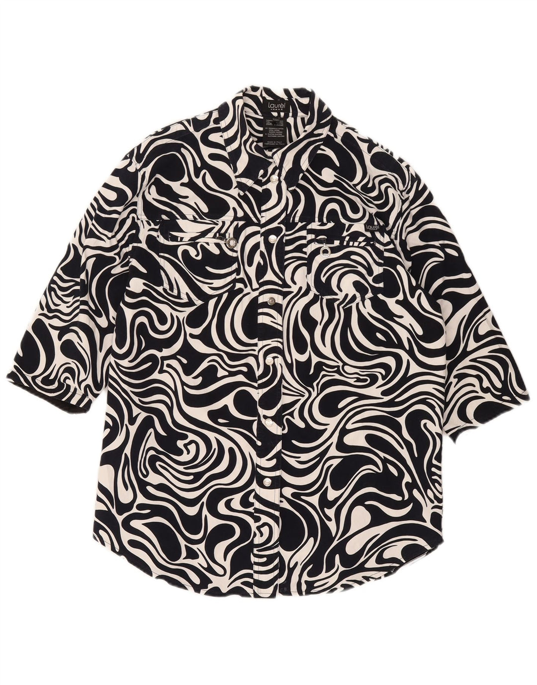 Laurel Womens Overshirt 1/2 Sleeve Shirt IT 42 Medium Navy Blue Geometric