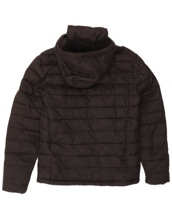 Superdry Mens Hooded Padded Jacket UK 36 Small Grey Polyester