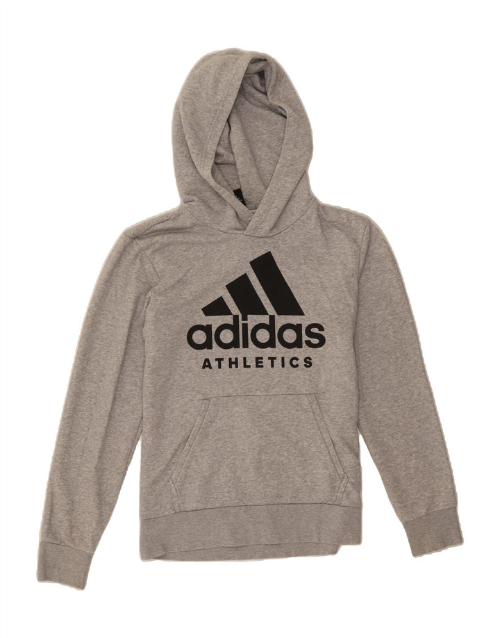 ADIDAS Womens Graphic Hoodie Jumper UK 12 Medium Grey Vintage Adidas and Second-Hand Adidas from Messina Hembry 