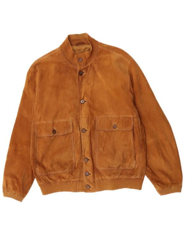 Gimo's Mens Suede Bomber Jacket UK 40 Large Beige Leather