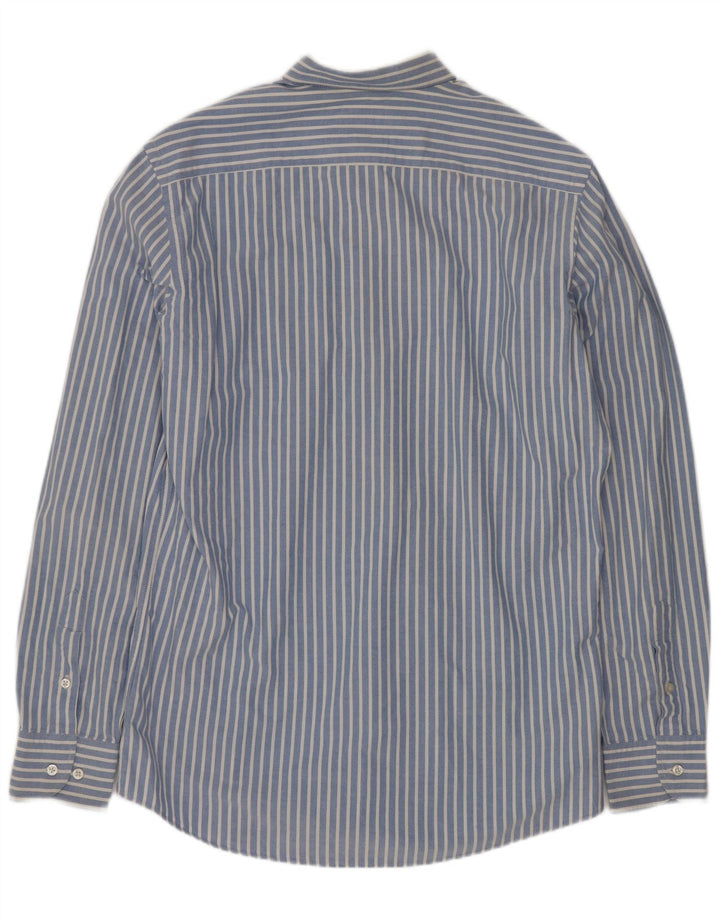 Massimo Dutti Mens Shirt Medium Blue Striped Cotton