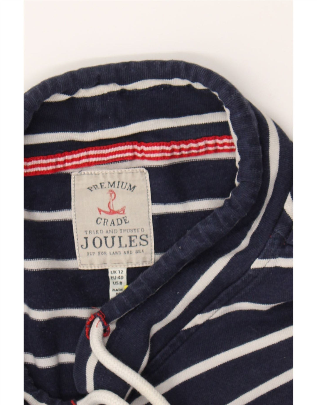 JOULES Womens Sweatshirt Jumper UK 12 Medium Navy Blue Striped Cotton Vintage Joules and Second-Hand Joules from Messina Hembry 