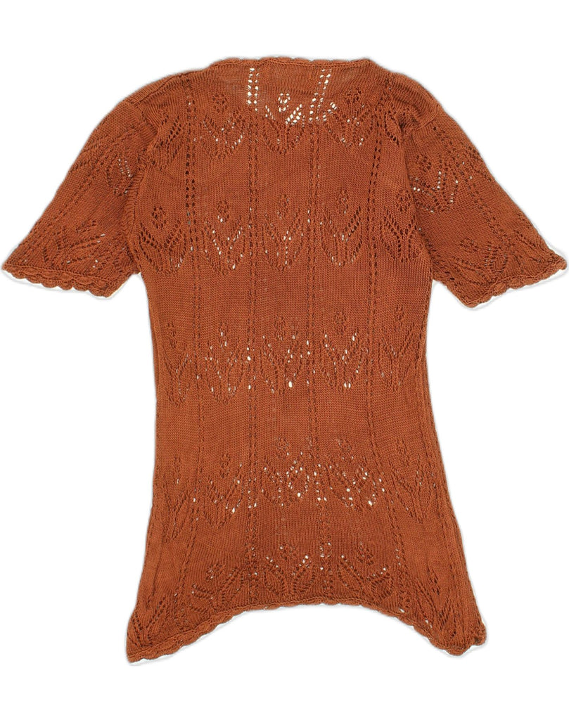 VINTAGE Womens Crochet Tunic Top UK 14 Medium Brown | Vintage Vintage | Thrift | Second-Hand Vintage | Used Clothing | Messina Hembry 