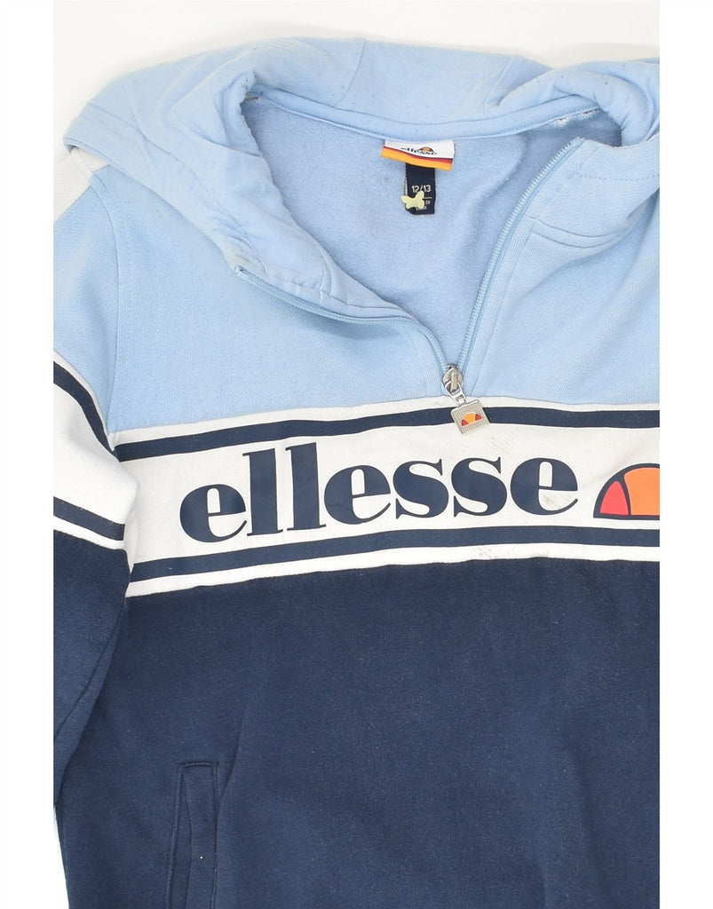 ELLESSE Boys Graphic Zip Neck Hoodie Jumper 12-13 Years Navy Blue | Vintage Ellesse | Thrift | Second-Hand Ellesse | Used Clothing | Messina Hembry 