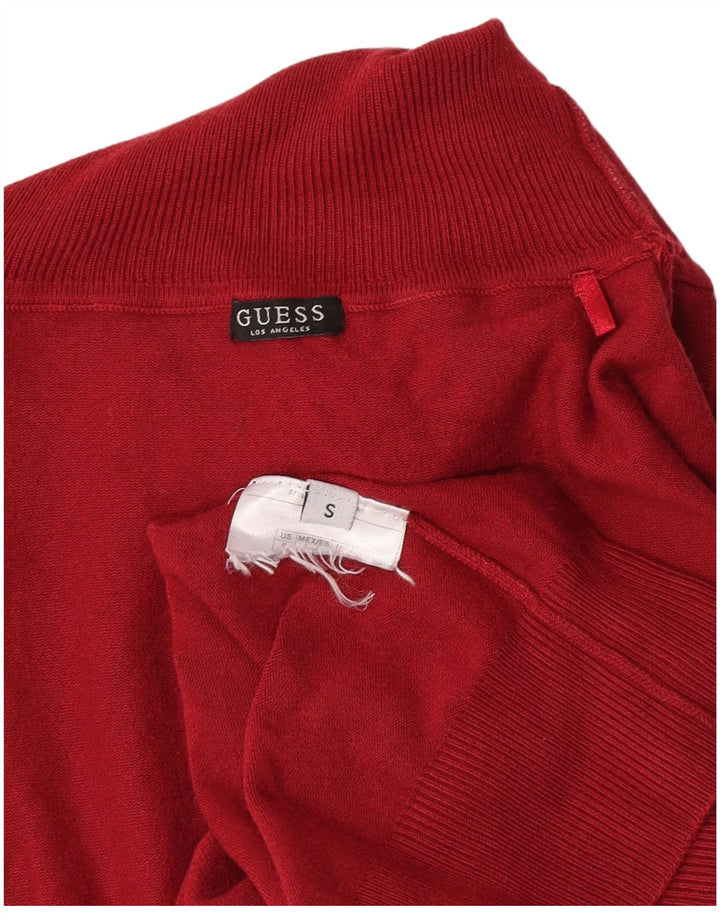 Guess Womens Graphic Roll Neck Jumper Sweater UK 10 Small Red