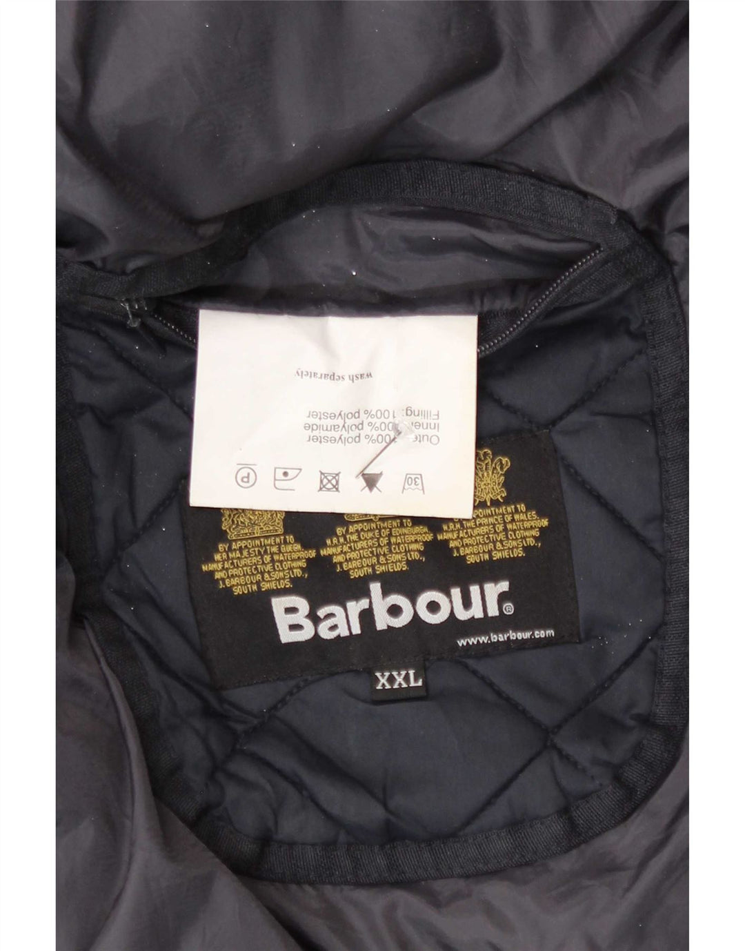 Barbour Mens Quilted Jacket UK 44 2XL Navy Blue Polyester
